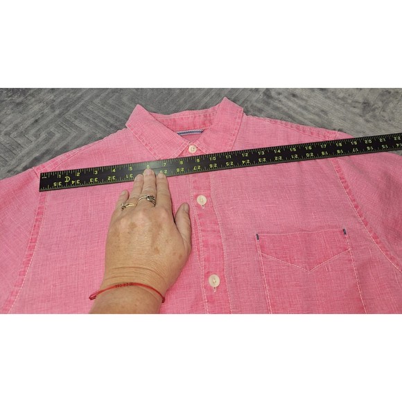 Tommy Bahama Relax Mens M Button Up Shirt Pink 100% Linen Short Sleeve * - Picture 9 of 16